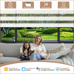 Kincmo Motorized Zebra Shades 75% Blackout - Linen