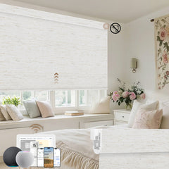 Kincmo No Drill Motorized Roller Shades 100% Blackout - Linen