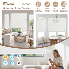 Kincmo No Drill Motorized Roller Shades 100% Blackout - Dreamy