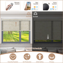 Kincmo Motorized Light Filtering Roller Shades 75% Blackout - Linen