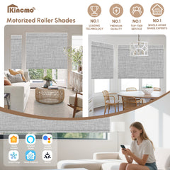 Kincmo Motorized Roller Shades 100% Blackout - Natural