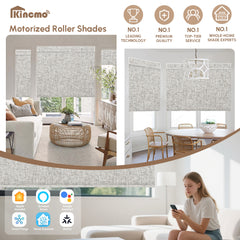 Kincmo Motorized Roller Shades 100% Blackout - Mist