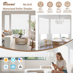Kincmo No Drill Motorized Roller Shades 100% Blackout - Elegant