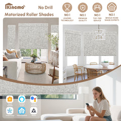 Kincmo No Drill Motorized Roller Shades 100% Blackout - Mist