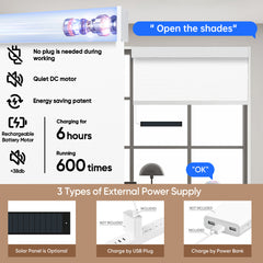 Kincmo Motorized Roller Shades 100% Blackout - Pure
