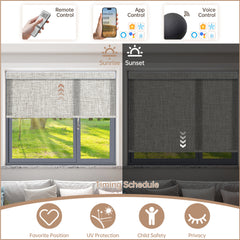 Kincmo Motorized Light Filtering Roller Shades 75% Blackout - Mist