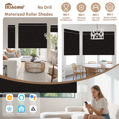 Kincmo No Drill Motorized Roller Shades 100% Blackout - Eclipse
