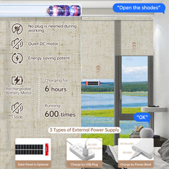 Kincmo Motorized Light Filtering Roller Shades 75% Blackout - Linen