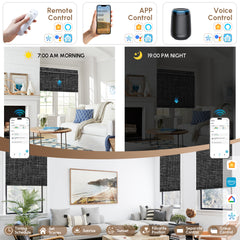 Kincmo No Drill Motorized Roller Shades 100% Blackout - Dual Sided