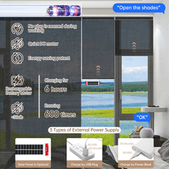 Kincmo Motorized Light Filtering Roller Shades 50% Blackout - Eclipse