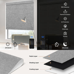 Kincmo Motorized Roller Shades 100% Blackout - Natural