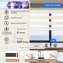 Kincmo Motorized Zebra Shades 75% Blackout - Linen