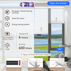 Kincmo Motorized Light Filtering Roller Shades 60% Blackout - Atlantic