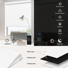 Kincmo No Drill Motorized Roller Shades 100% Blackout - Atlantic