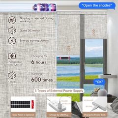 Kincmo Motorized Light Filtering Roller Shades 75% Blackout - Mist