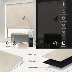 Kincmo No Drill Motorized Roller Shades 100% Blackout - Aurora