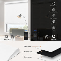 Kincmo Motorized Roller Shades 100% Blackout - Groove