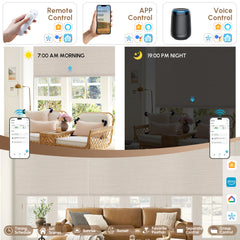 Kincmo No Drill Motorized Roller Shades 100% Blackout - Weave