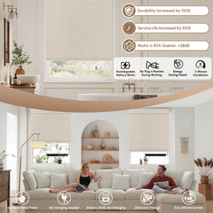 Kincmo No Drill Motorized Roller Shades 100% Blackout - Weave