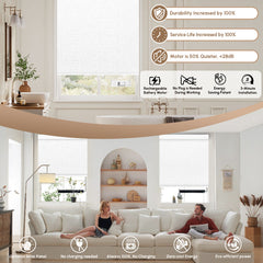 Kincmo Motorized Roller Shades 100% Blackout - Classic