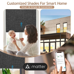 Kincmo No Drill Motorized Roller Shades 100% Blackout - Dual Sided