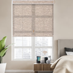 Kincmo Motorized Light Filtering Roller Shades 75% Blackout - Aqua Waves