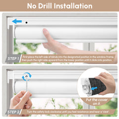 Kincmo No Drill Motorized Roller Shades 100% Blackout - Dual Sided