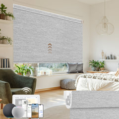 Kincmo No Drill Motorized Roller Shades 100% Blackout - Atlantic