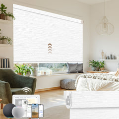 Kincmo No Drill Motorized Roller Shades 100% Blackout - Atlantic