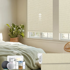 Kincmo No Drill Motorized Roller Shades 100% Blackout - Dual Sided