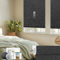 Kincmo No Drill Motorized Roller Shades 100% Blackout - Dual Sided