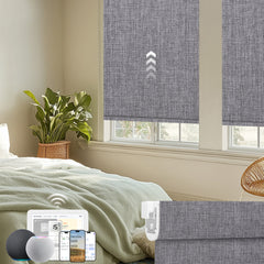 Kincmo No Drill Motorized Roller Shades 100% Blackout - Dual Sided