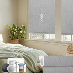 Kincmo No Drill Motorized Roller Shades 100% Blackout - Dual Sided