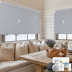 Kincmo No Drill Motorized Roller Shades 100% Blackout - Weave