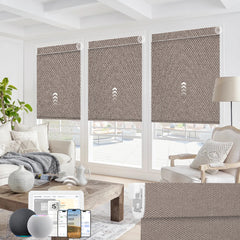 Kincmo No Drill Motorized Roller Shades 100% Blackout - Groove