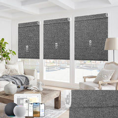 Kincmo No Drill Motorized Roller Shades 100% Blackout - Groove