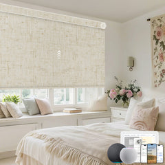 Kincmo Motorized Roller Shades 100% Blackout - Linen