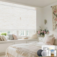 Kincmo Motorized Roller Shades 100% Blackout - Linen