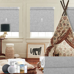 Kincmo No Drill Motorized Roller Shades 100% Blackout - Natural