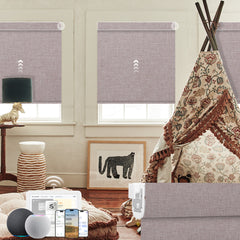 Kincmo No Drill Motorized Roller Shades 100% Blackout - Natural