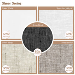 Kincmo Motorized Light Filtering Roller Shades 50% Blackout - Sheer