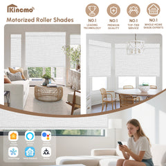 Kincmo Motorized Roller Shades 100% Blackout - Aqua Waves