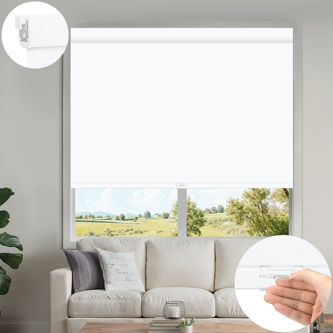 Kincmo No Drill Cordless UV Protection Solar Shades 0%/1%/3%/5% Openness