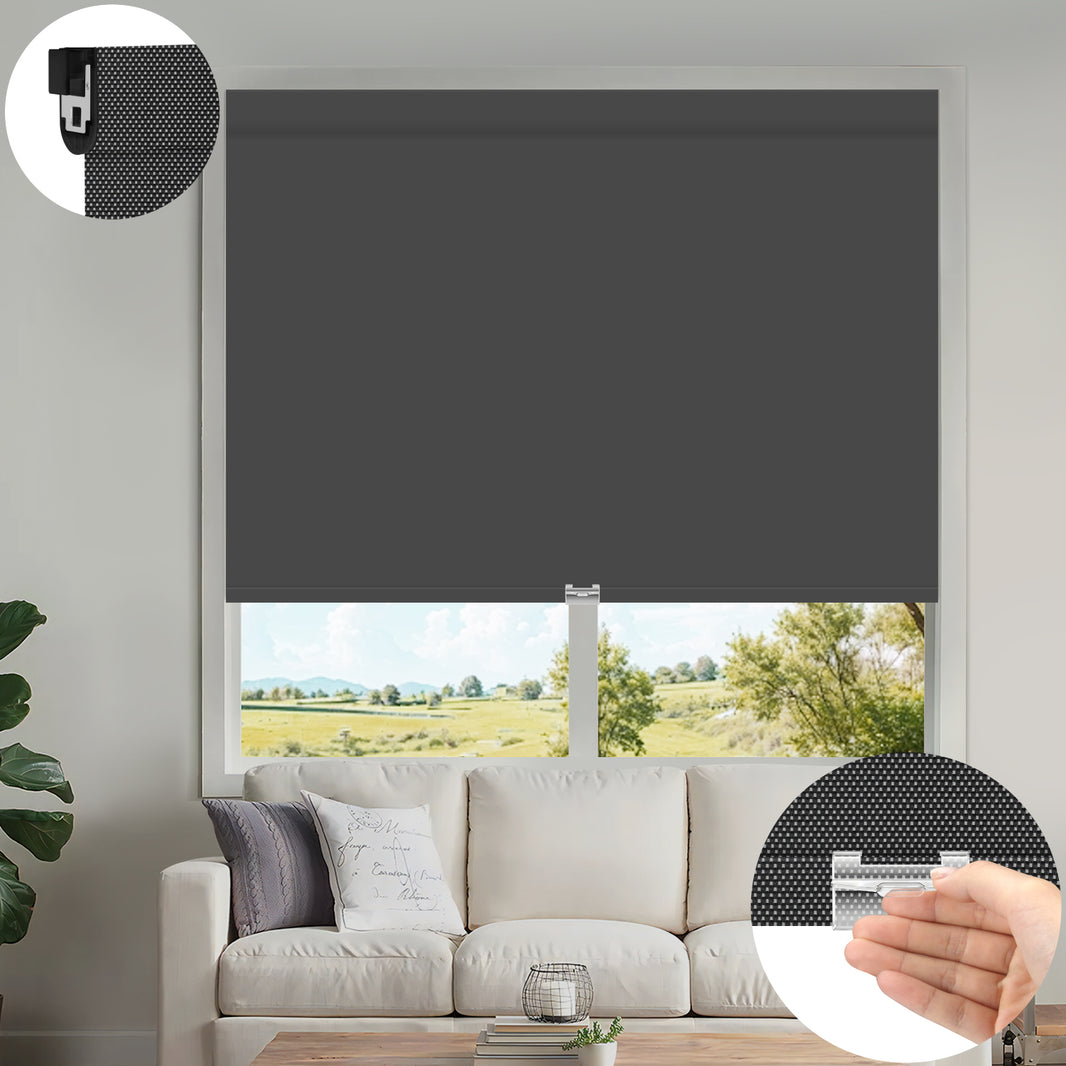 Kincmo No Drill Cordless UV Protection Solar Shades 0%/1%/3%/5% Openness