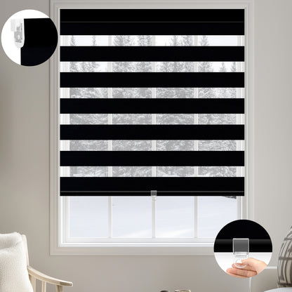 Kincmo No Drill Cordless Zebra Shades 100% Blackout - Gentle