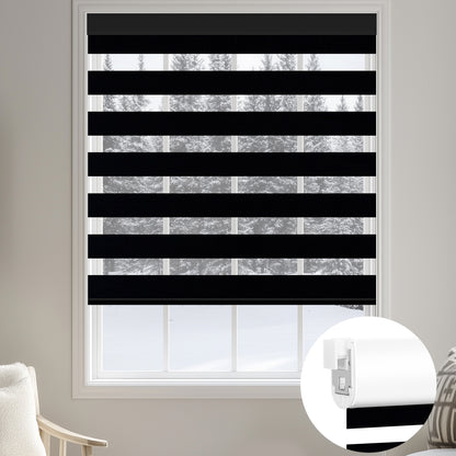 Kincmo No Drill Zebra Shades, Motorized 100% Blackout - Gentle