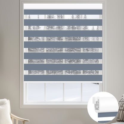 Kincmo No Drill Zebra Shades, Motorized 100% Blackout - Gentle