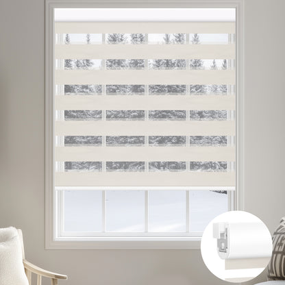 Kincmo No Drill Zebra Shades, Motorized 100% Blackout - Gentle