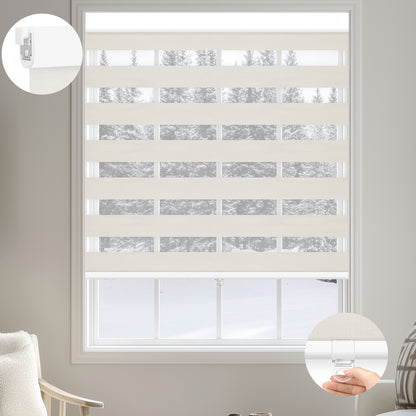 Kincmo No Drill Cordless Zebra Shades 100% Blackout - Gentle