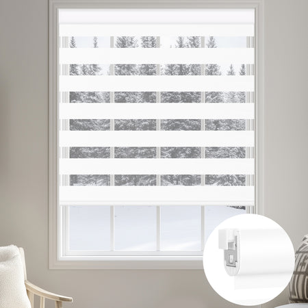 Kincmo No Drill Zebra Shades, Motorized 100% Blackout - Gentle